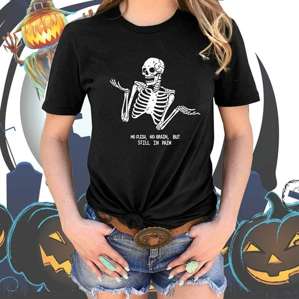 Новая женская футболка на Хэллоуин, Повседневная Свободная рубашка с принтом черепа, футболка с кружевными рукавами, смешные футболки с ужасом, футболка, топ