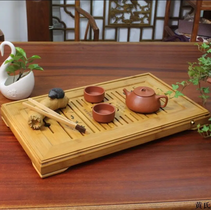 bamboo tea tray guide tray 49*29*5 natural bamboo Phyllostachys heteroclada large double plate