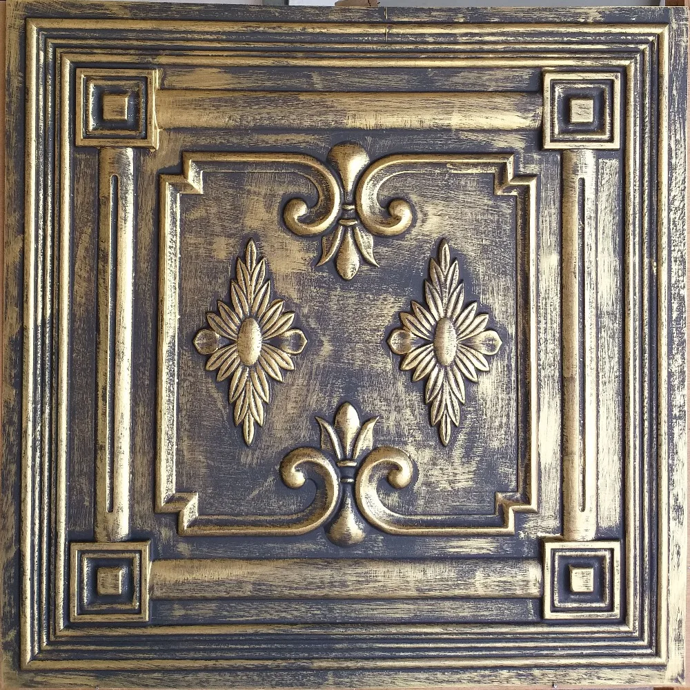 

Faux tin ceiling tile ancient gold color ceiling panels PL63