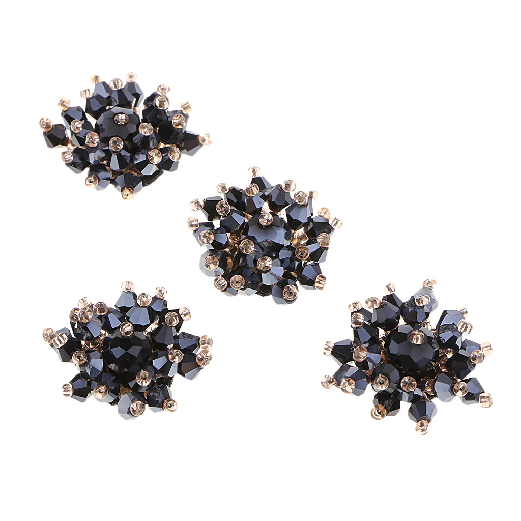 4x Pearl Embellishments Glass Pearl Flower Flatback Pearl Buttons for Wedding Party Home Decoration DIY Sewing Crafts Bow Center