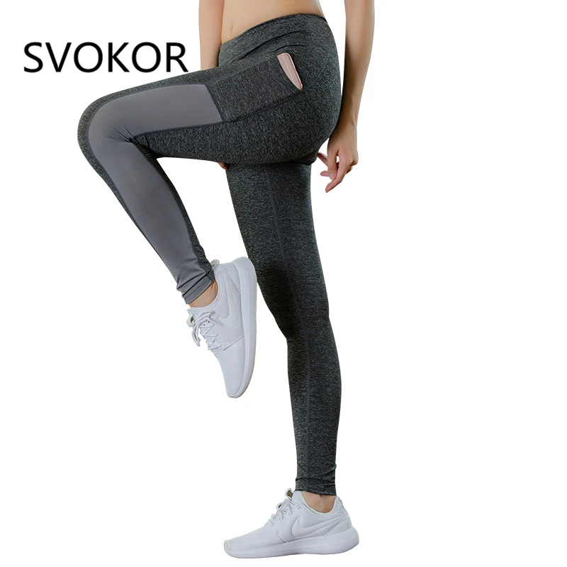 SVOKOR Pocket High Waist Leggings Women Workout Mesh