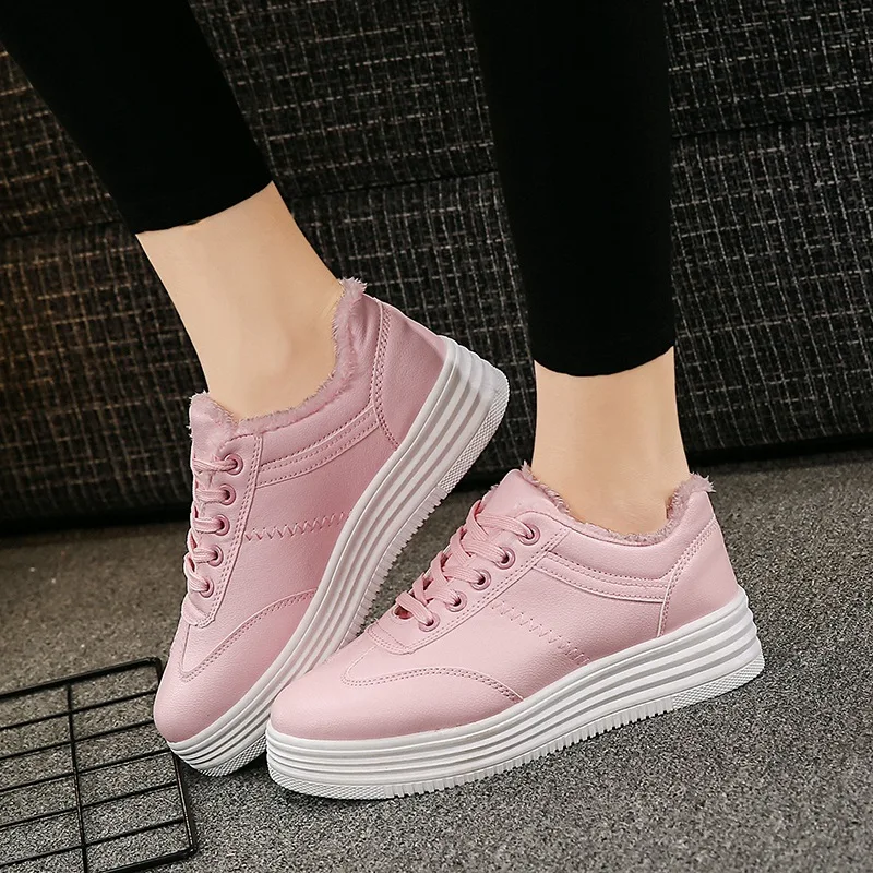 

2018 autumn and winter new Korean version of the white walking shoes ladies low to help cotton warm walking shoes A9U1-A9U6