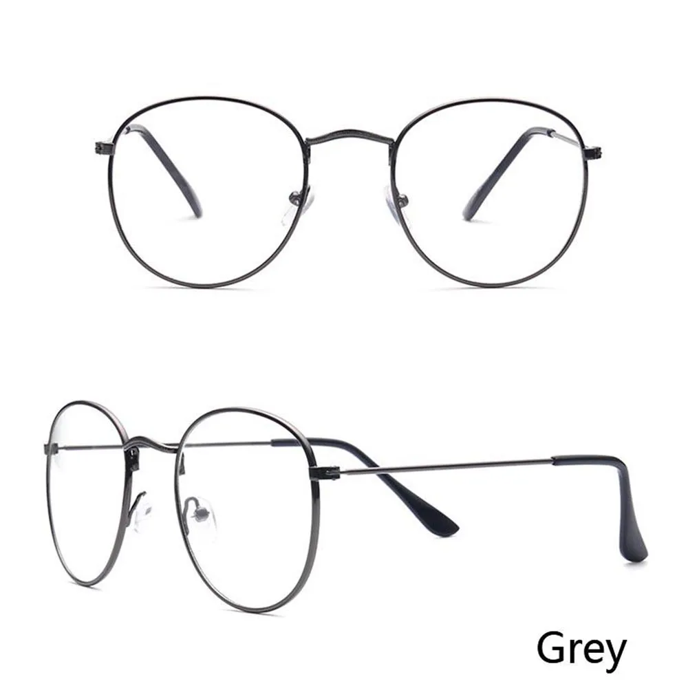 1 шт., модные круглые очки для женщин и девушек, металлическая оправа для очков в стиле стимпанк, очки в оправе, подарок для повседневной жизни - Цвет оправы: grey