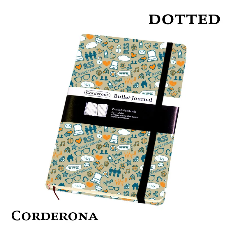 

Dot Grid Hard Cover A5 PU Bullet Notebook Elastic Band Travel Dotted Journal Bujo Support Customize