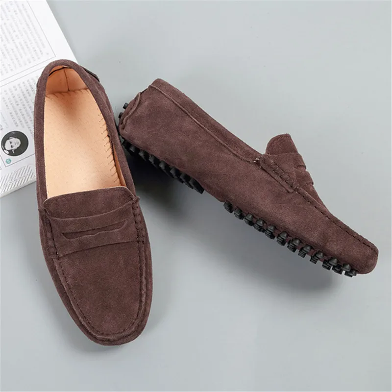 Homens Couro chocolate Genuínos Black light Calçados Baixos navy Sobre Casuais Blue lake orange Qualidade Condução Mocassins Alta Gray De Sapatos Flats chestnut Green 100 sandy hot Deslizar gray Pink rfAYrw