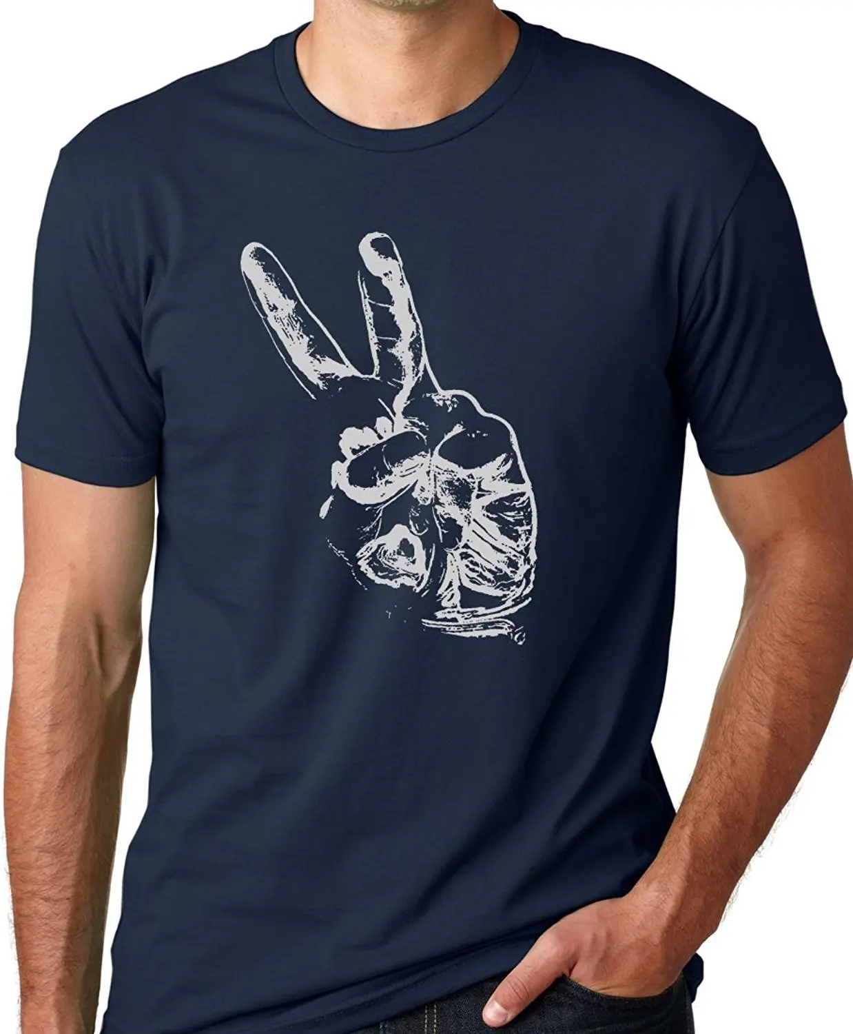 Print T-Shirt Short Sleeve Men Top Free Shipping T Shirt Peace Out Sign Tee |