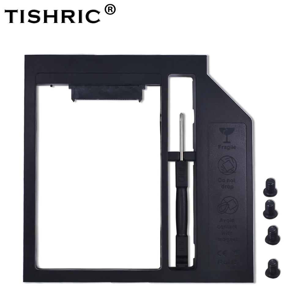 TISHRIC Универсальный Пластик 2nd HDD Caddy 12,7 мм SATA 3,0 для 2,5 ''7/9/12,5 мм SSD Коробка Чехол Корпус адаптер DVD-ROM Optibay