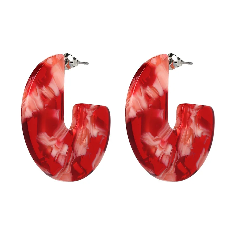 

Punk Statement Acrylic Earrings Hoops for Women 6 Color Half Circle Argollas Pendientes Mujer Brincos Da Moda Wholesale