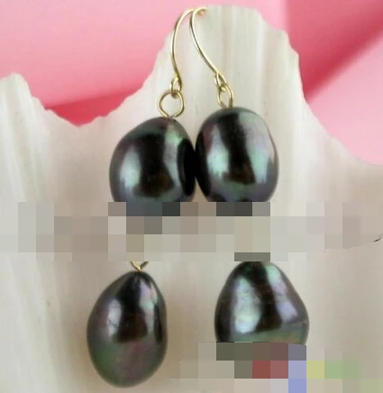 

hot sell new - free shipping 00204 PEACOCK BLACK FW PEARL DANGLE EARRING