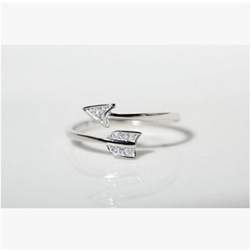 Qevila plate 925 Silver Cupid Love Ring Arrow Crystal Rings for Women Men Open Engagement Party Ring Arrow Jewelry Romantic Ring (5)