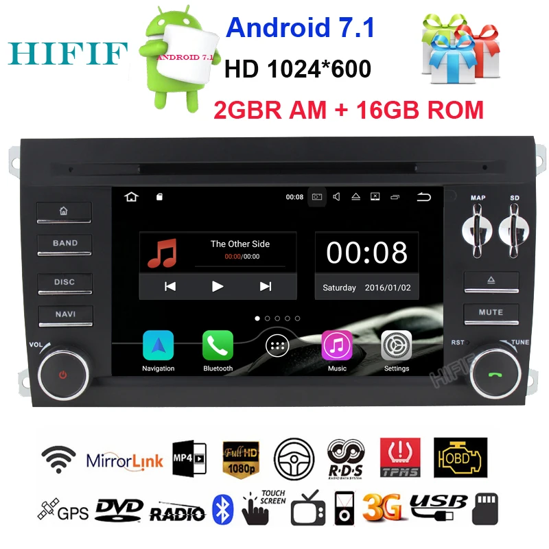 Perfect HIFIF Android 7.1 7 inch Car DVD player For Porsche Cayenne 2003 2004 2005 2006 2007 2008 2009 2010 car Radio GPS Navigation 0