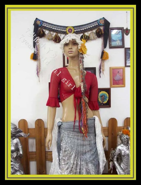

Belly dance top Transparent thin belly danc small flare Blouse Top CD 58