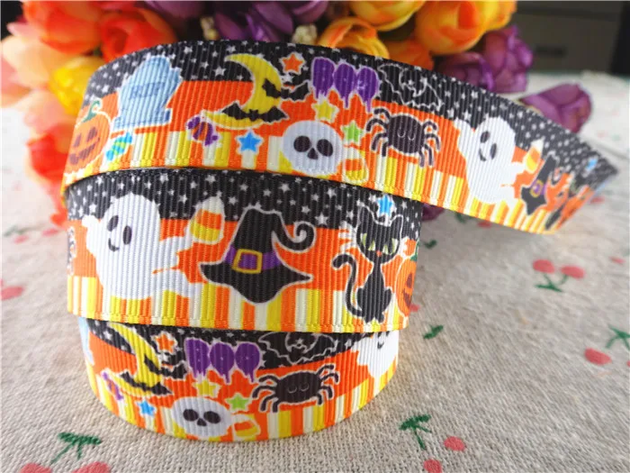16100714,new arrival 7/8'' 22mm 5 yards Halloween printed grosgrain