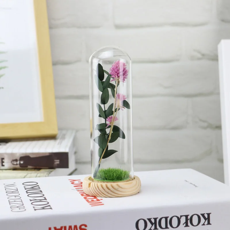 Красивый Froral Цветок в стеклянном куполе на деревянной базе для подарков день