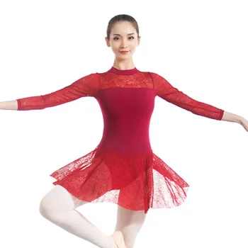 

Adult Ballerina Long Sleeve Lace Ballet Dress Leotards Gymnastics Dance Costumes for Women Dancing Clothes Clothing Dancer Wear