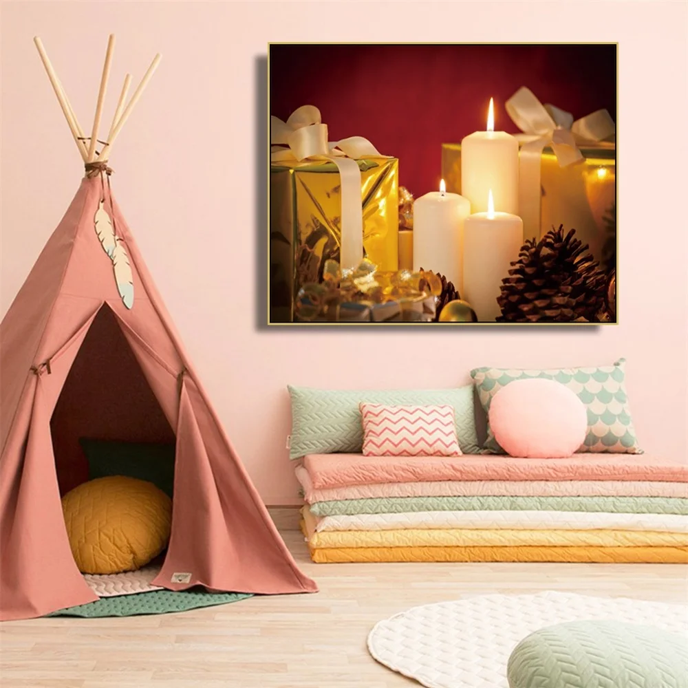 

Laeacco Canvas Calligraphy Painting Candle Gift Vintage Posters and Prints Wall Pictures for Living Room Nordic Home Decoration