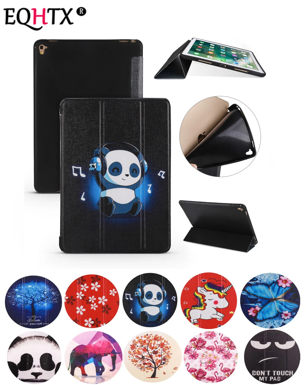 

Case For ipad Pro 9.7 2016 Listing:A1673`1674`A1675, Popular cartoon series TPU case - PU leather Smart Awake Sleep Flip EQHTX