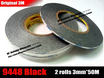 

Promotion! 2x (3mm*50M) 3M9448 Scotch Two Sides Black Glue Sticky Tape for Cellphone Tablet Mini Pad Mirror Touch Glass