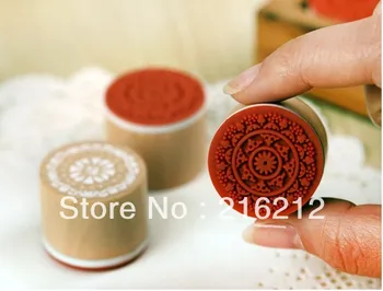 

Wood round stamp circle wool vintage decorative pattern stamp lace stamp