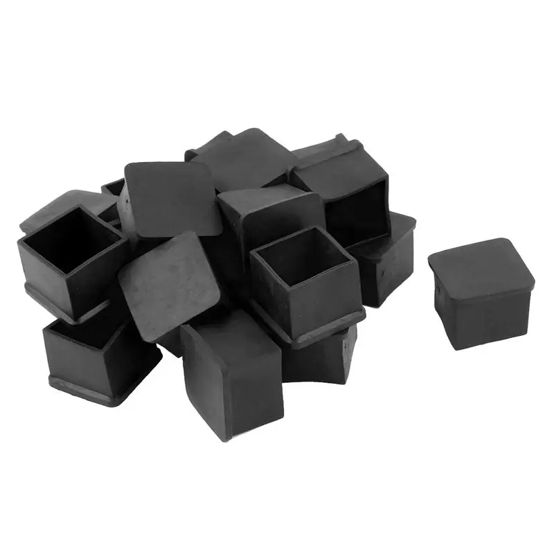 

20pcs Square Black PVC soft Furniture Leg Foot Cover Protector 30 x 30mm