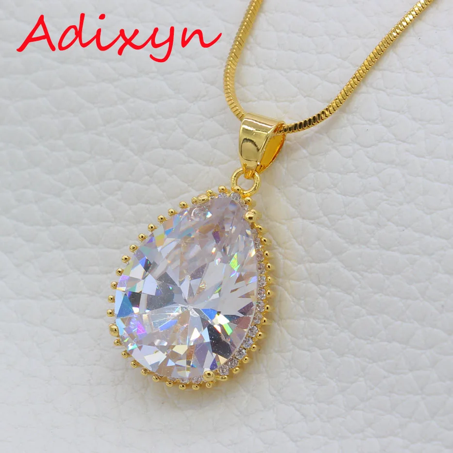 Buy Adixyn Water Drop Pendant necklace For women Gold Color Rhinestone Jewelry