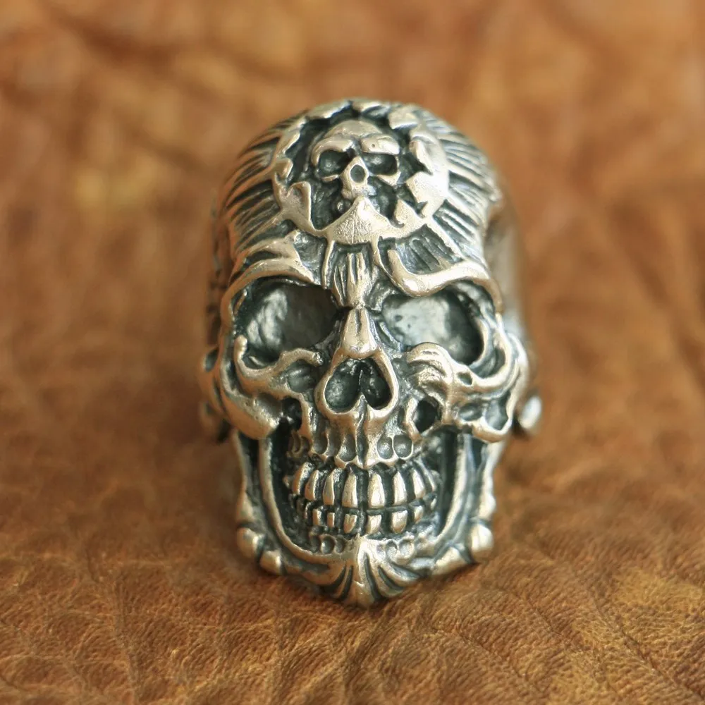 buy LINSION 925 Sterling Silver King of Hell Devil Skull Ring Mens Biker Punk Ring TA101 US Size 7~15