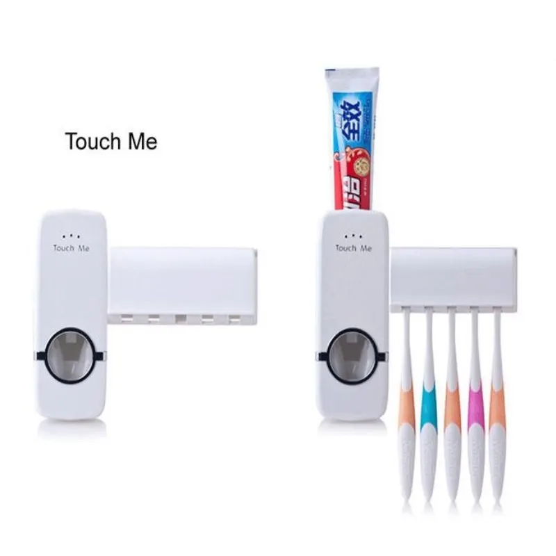 FEIGO Home Automatic Toothpaste Dispenser Toothbrush Holder Bathroom products Wall Mount Rack Bath set Toothpaste Squeezers F132