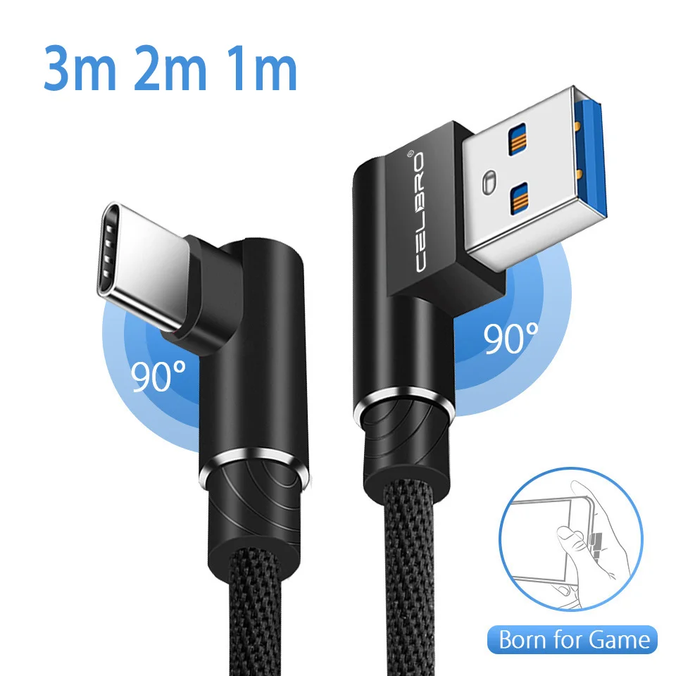 

90 Degree USB Type C Cable Fast Charging Cable 2m 3m for Huawei Mate 10 20 Pro Nova 4 3 3e Nokia 8 7 Plus OUKITEL K10 Usb Kabel