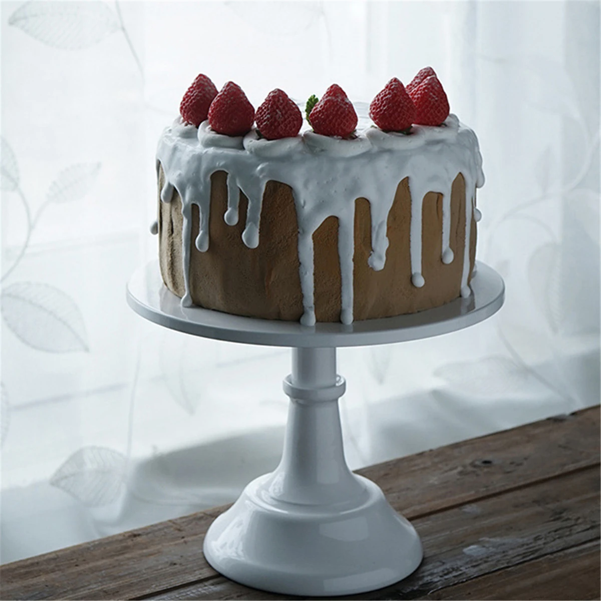  Metal Iron Cake Stand Round Pedestal Dessert Holder Cupcake Display Rack Bakeware White Birthday We