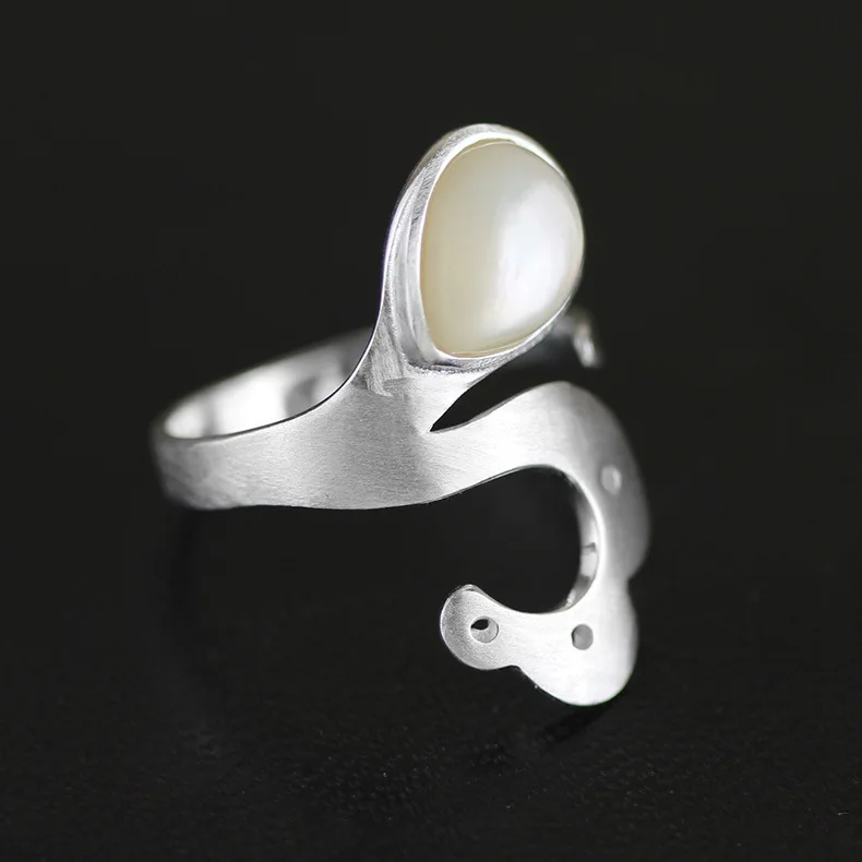 Personalized clouds shape silver white shell ring jewelry opening ring adjustable open ring anel de prata esterlina