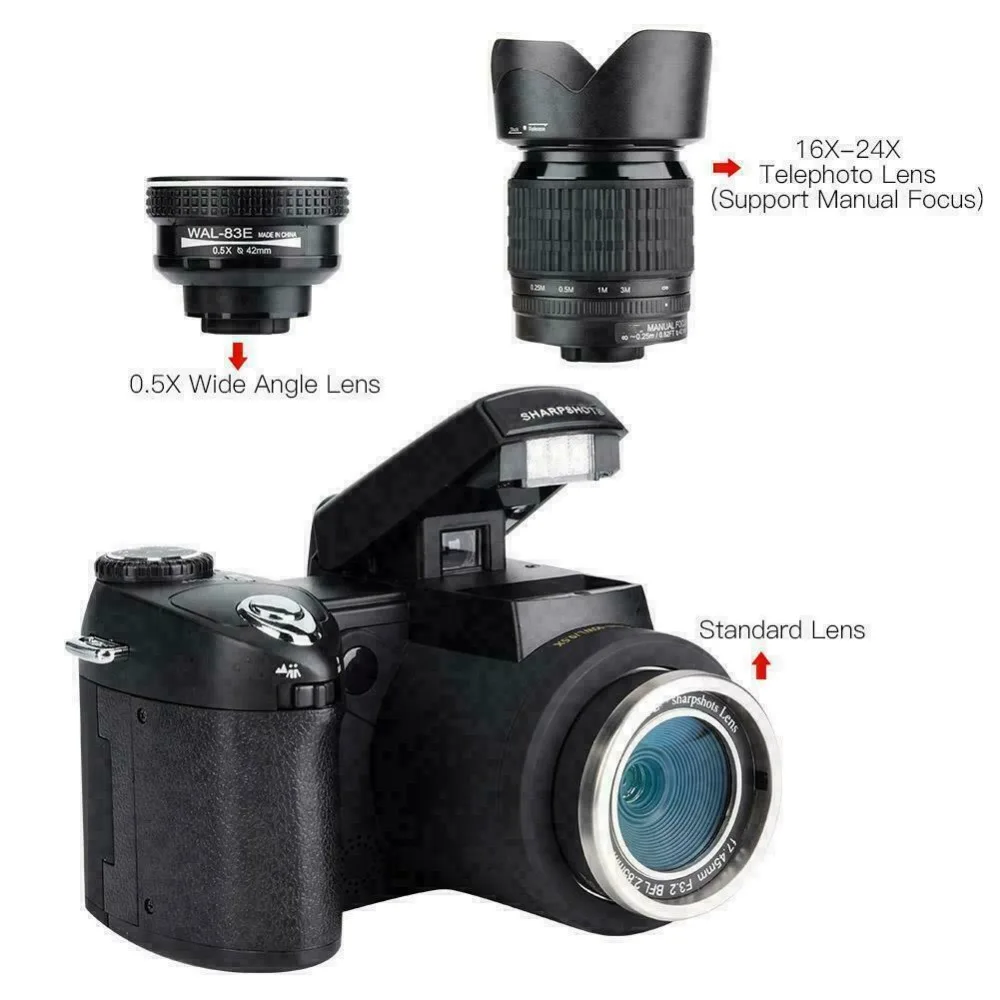 D7100 13MP профессиональные цифровые камеры 24x телефото и широкоугольные комплекты объективов 8X цифровой зум камеры