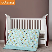 Baby Bedding Set 100% Cotton Cute Cartoon Print Duvet Cover Crib Quilt with Filling 4Pcs FCBK001