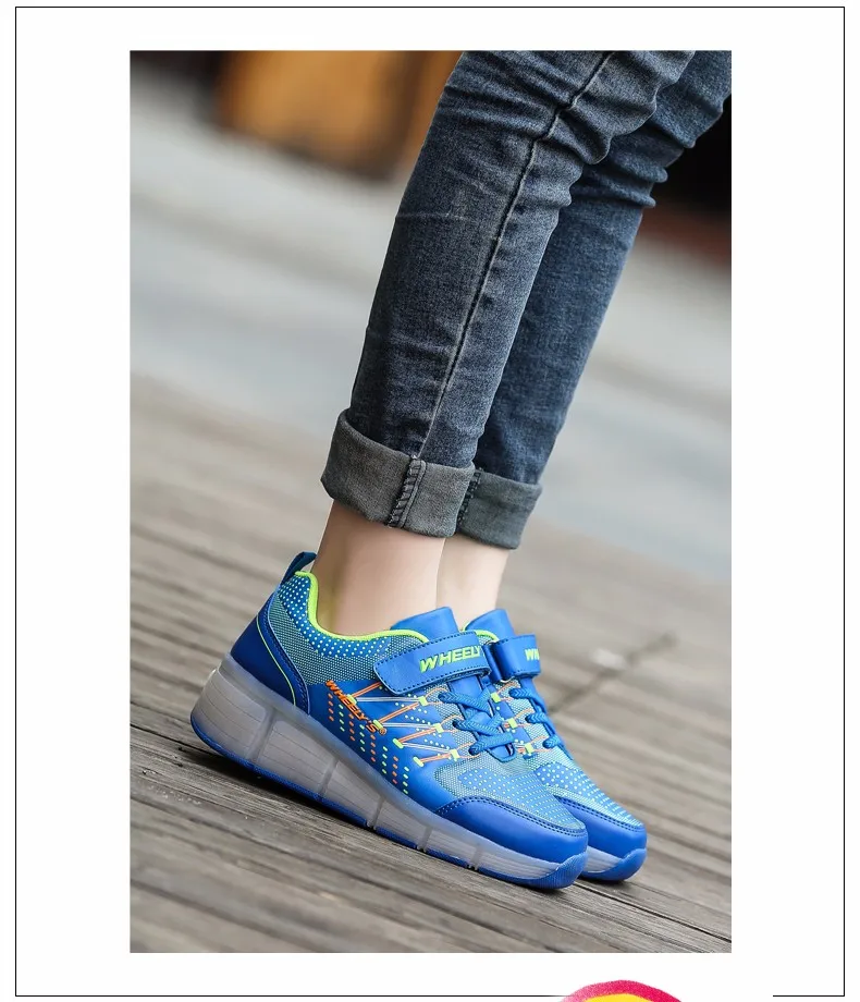 High Quality Kids LED Glowing Sneakers With Wheels Boys Light Up Shoes Girls Roller Skates tenis de rodinha7
