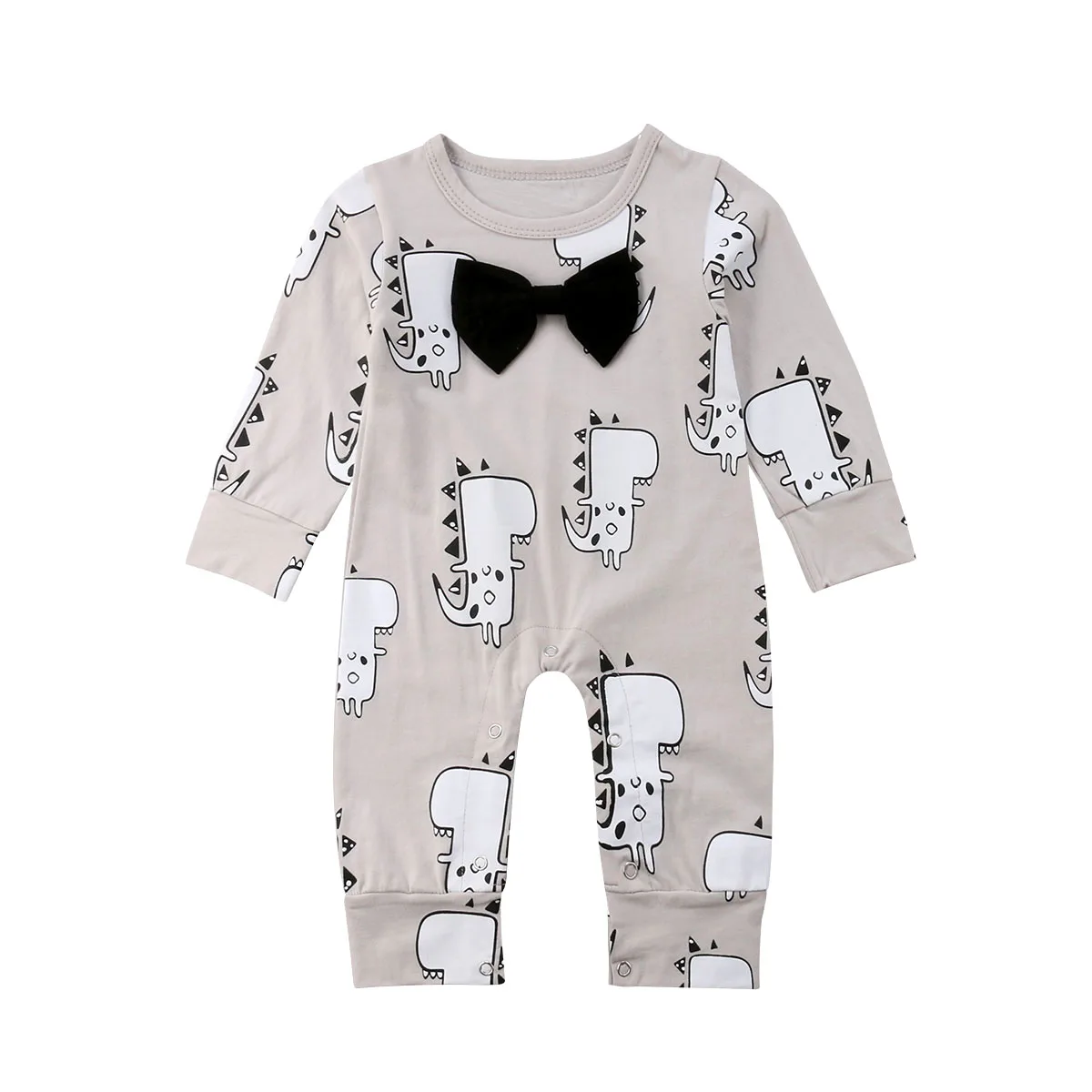 Комбинезон Emmababy из мягкого хлопка с длинным рукавом и бантом для новорожденных