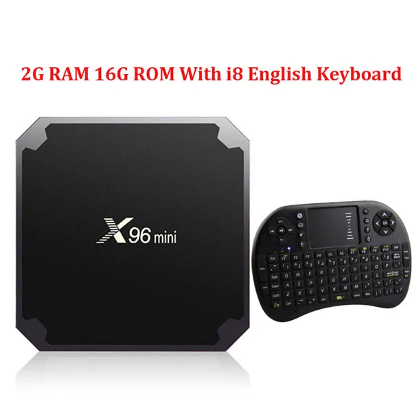 10pcs TV box X96 mini Android 7.1 Amlogic S905W 2GB 16GB 1GB 8GB 2.4GH HDMI 2.0 With ordinary remote control - Color: 2G 16G En Keyboard