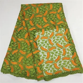 

Free Shipping The Latest Green Guipure Cupion Lace High Embroider Water Soluble lace fabric for party dress