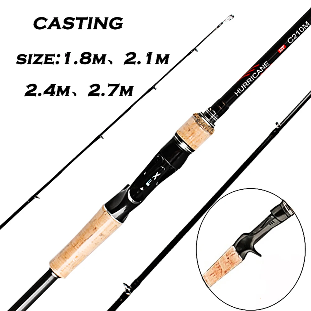 MX Ultra Light Fishing Rod Travel 3 Section Lure Rod Bait Spinning Casting Fishing Rod 1.8m 2.1m