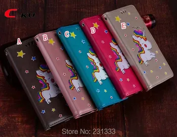 

C-ku Unicorn Glitter Wallet Leather Case Pouch For LG V30 K4 2017 EU K8 K10 Horse Star TPU Stand ID Card Photo Skin Cover 100PCS