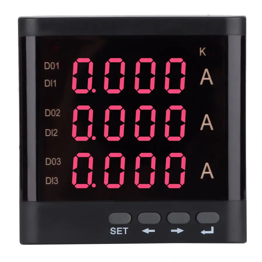 ZM194-A93 5A/1A черный корпус светодиодный дисплей цифровой трехфазный измеритель тока амперметр 91*91 мм
