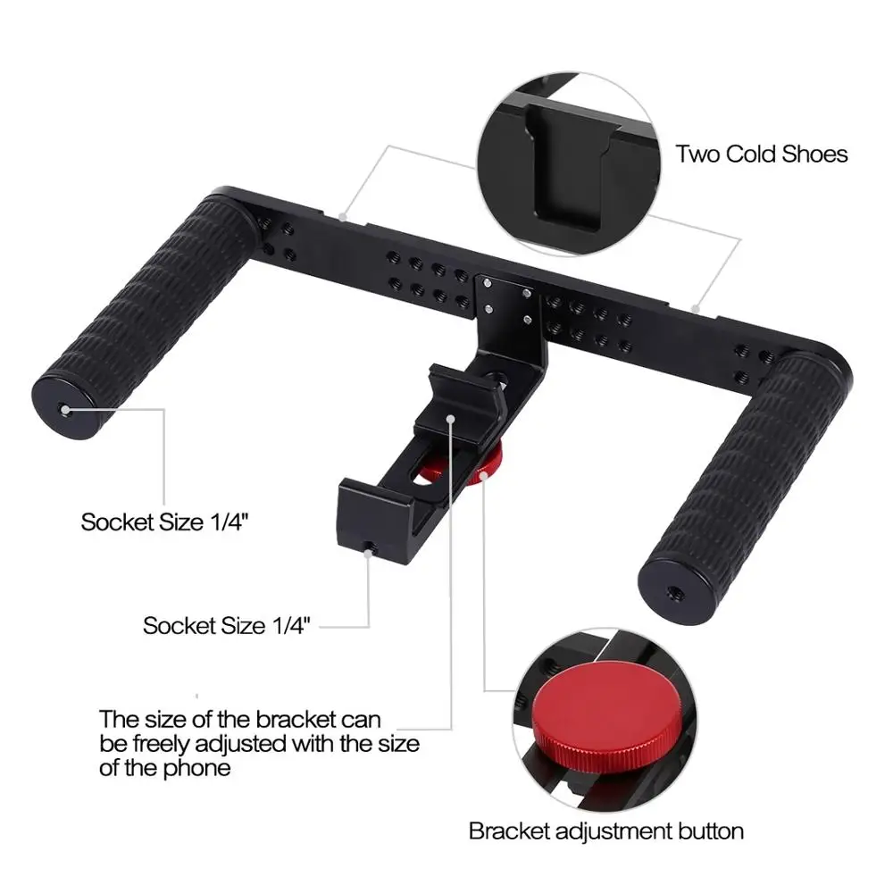  PULUZ 4 in 1 Vlogging Live Broadcast Ring LED Selfie Light Smartphone Video Bracket Kits+Microphone