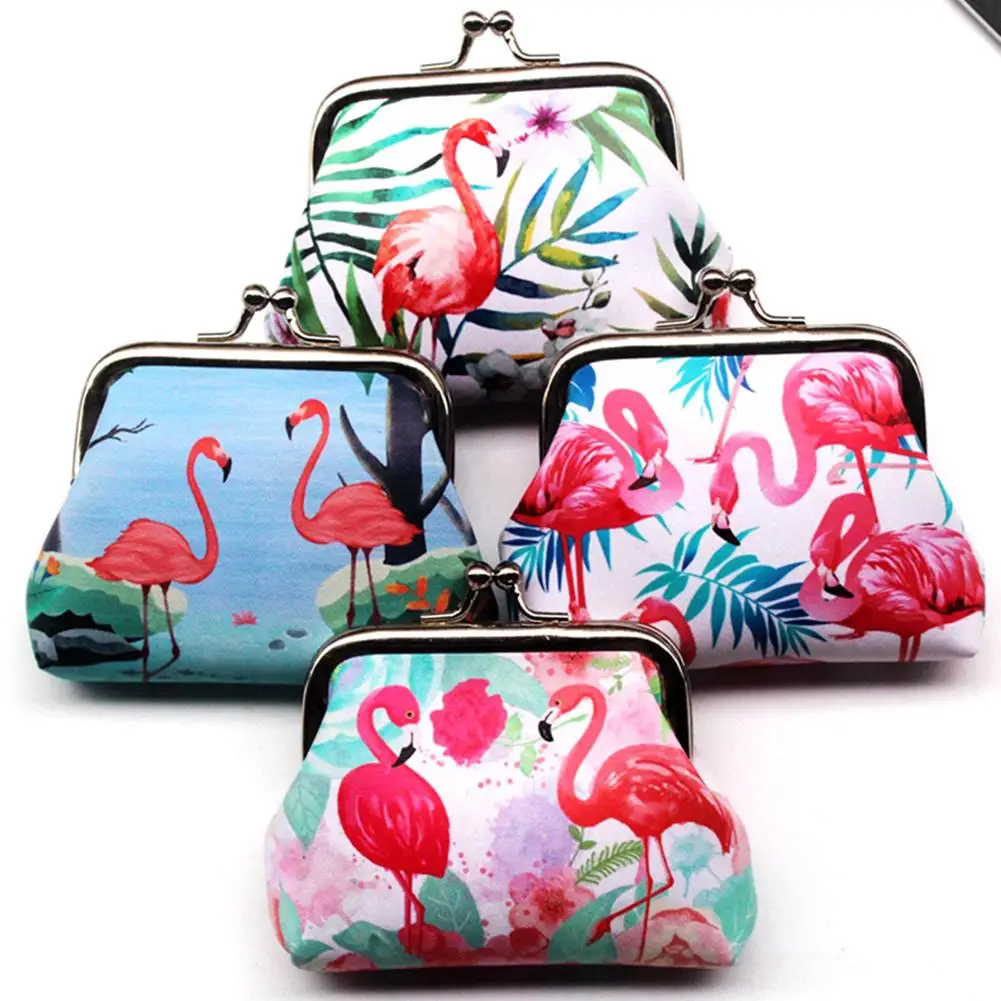 

Hot Sale Sweet Flamingo Coin Purse Cash PU Leather Hasp Small Wallet Ladies Change Purse Child Girl Mini Bag