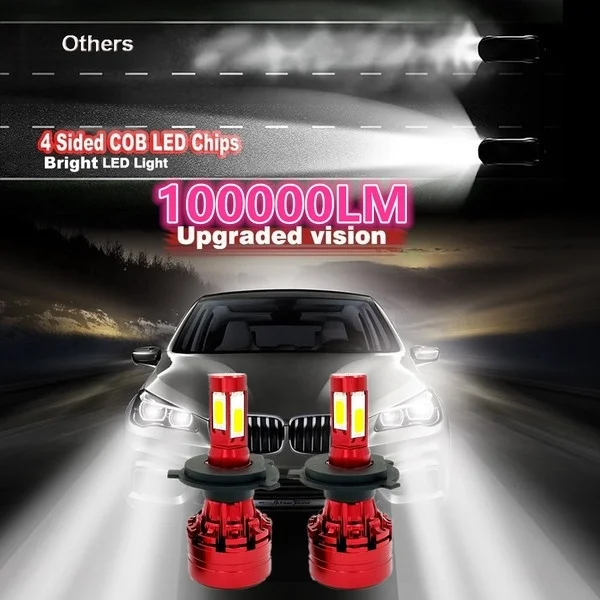 

HENYNET Super Bright 4-Sides LED Headlight Kit White H4/HB2/9003 H7 H11/8/9 H13 9004/HB1 9005/HB3 9006/HB4 9007/HB5 H16 5202