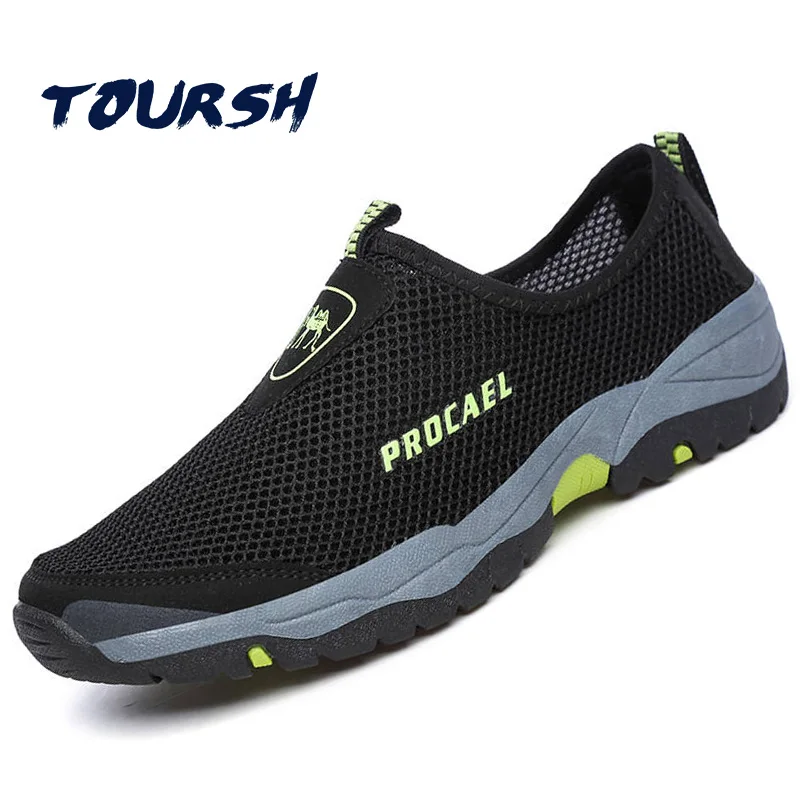 TOURSH Summer Water Shoes Men Mesh Aqua Shoes Mens Beach Upstream Shoes ...