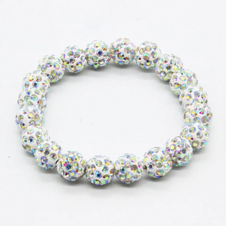 Новейший Высококачественный браслет, ювелирные изделия для женщин, браслет Шангрила ручной работы(20 шариков),, 10 цветов,, подарок - Окраска металла: white AB