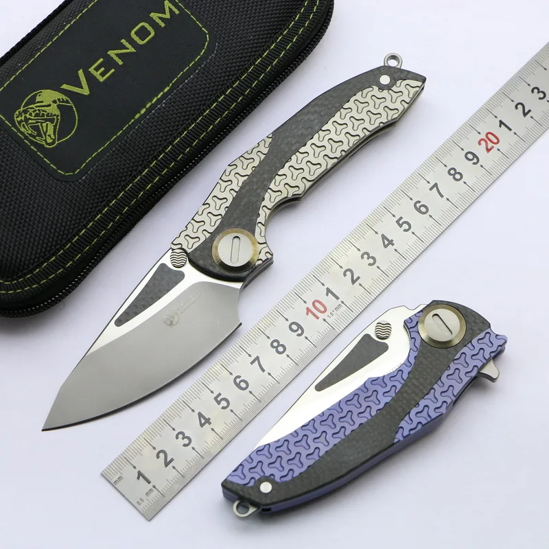Складной нож VENOM M390 титановый CF для кемпинга охоты выживания карманный кухонный