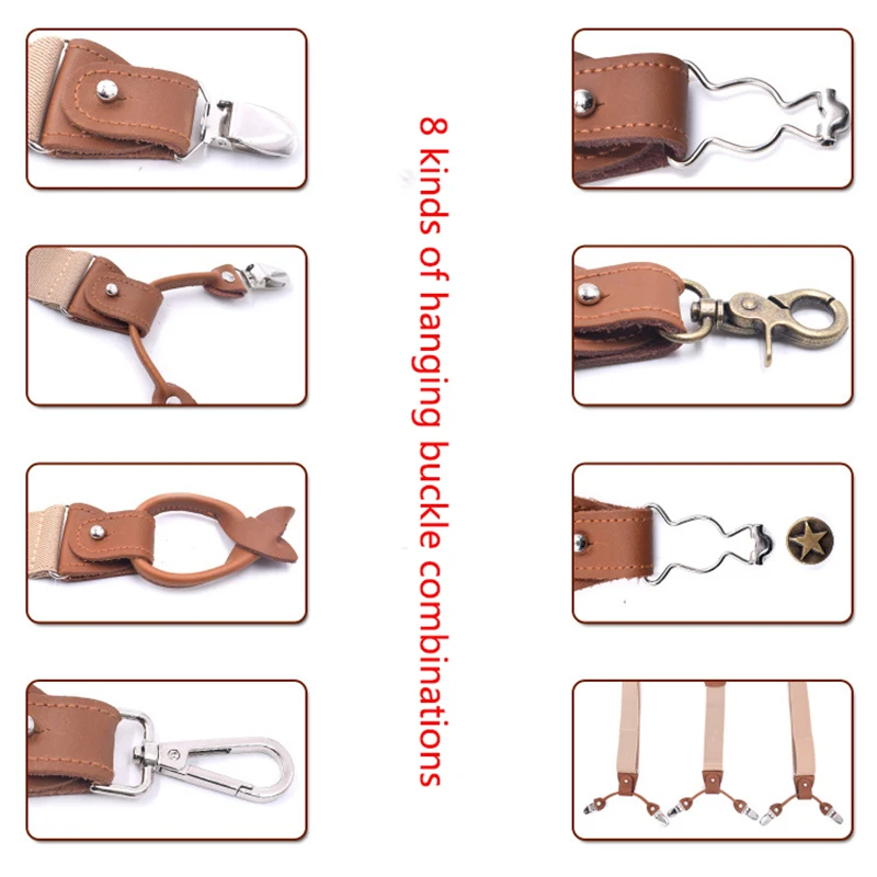 Deepeel/1 комплект, 3,5X125 см, деловые мужские подтяжки, роскошный мульти-комплект, костюм, 3/6 клипсы, подтяжки, сделай сам, ремень из натуральной кожи для подарка