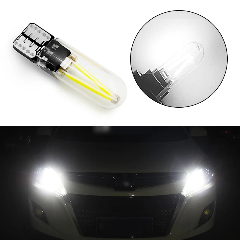 1 шт. 2018 новые W5W led T10 cob стекло автомобиля светильник со светодиодными нитями на