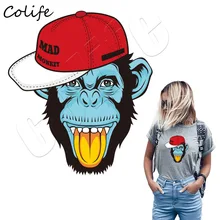 Обезьяна патчи Мода Большой термоприклеивание, наклейки на одежду мужчины DIY с украшением на выбор а-Уровень Железа на футболках Parches