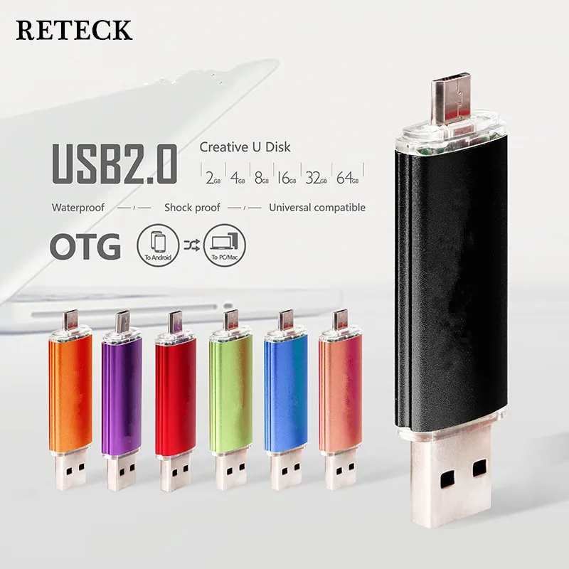 Best Gift Plastic External Pen Drive 2 in 1 8GB 16GB 32GB Otg Usb 2.0 Flash Drive for Android ...