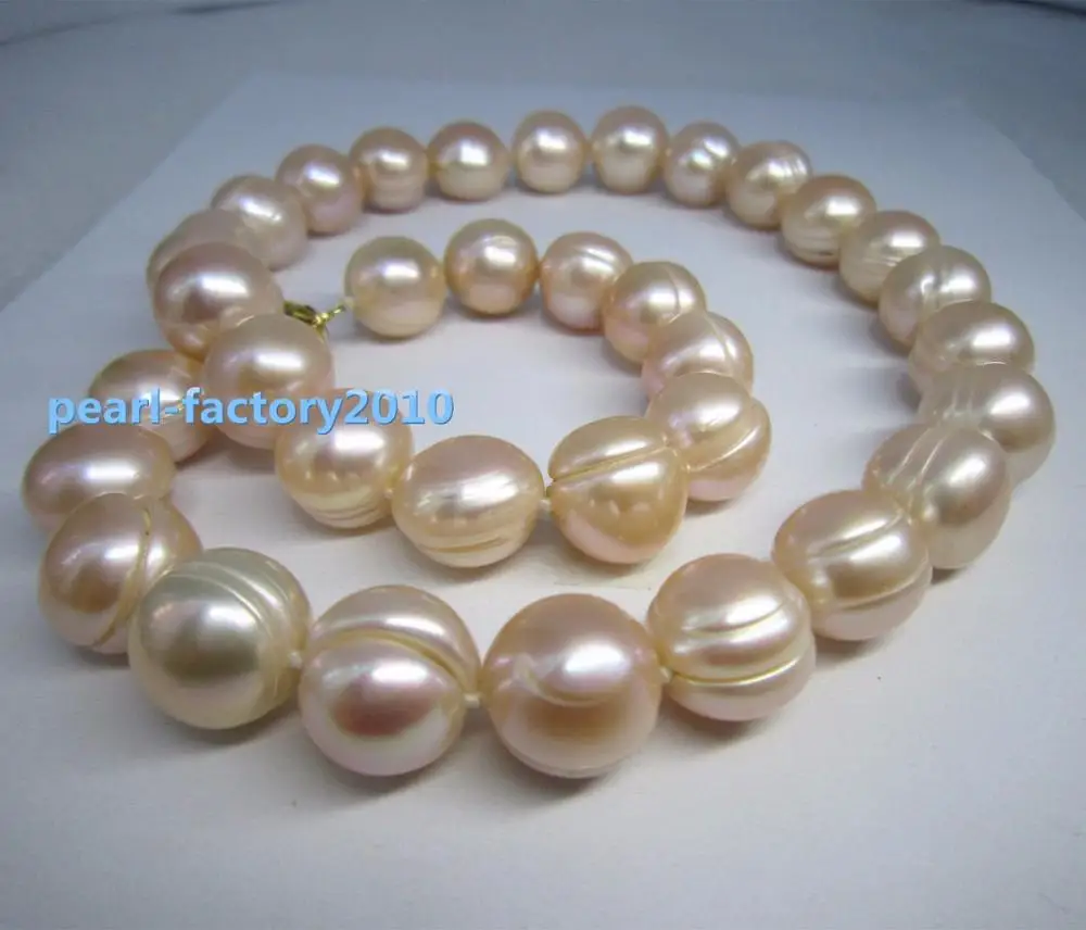 

PINK baroque 13-12 MM SOUTH SEA PEARL NECKLACE 925silver CLASP 01